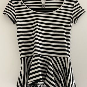 Women’s Black + White Peplum Top